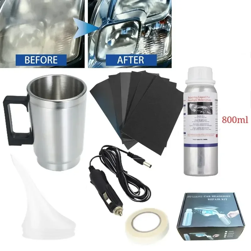 Headlight Polisher Liquid Evaporator, Polymer Liquid, Chemical Polishing, Headlight Restoration Kit