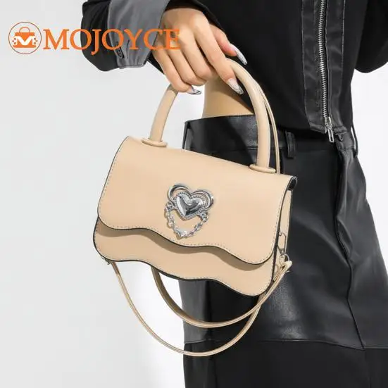 Women's Wave Patterned Small Crossbody Bag Designer Luxury Top-Handle Bag with Love Lock Buckle Fashion PU Leather Handbag&Purse