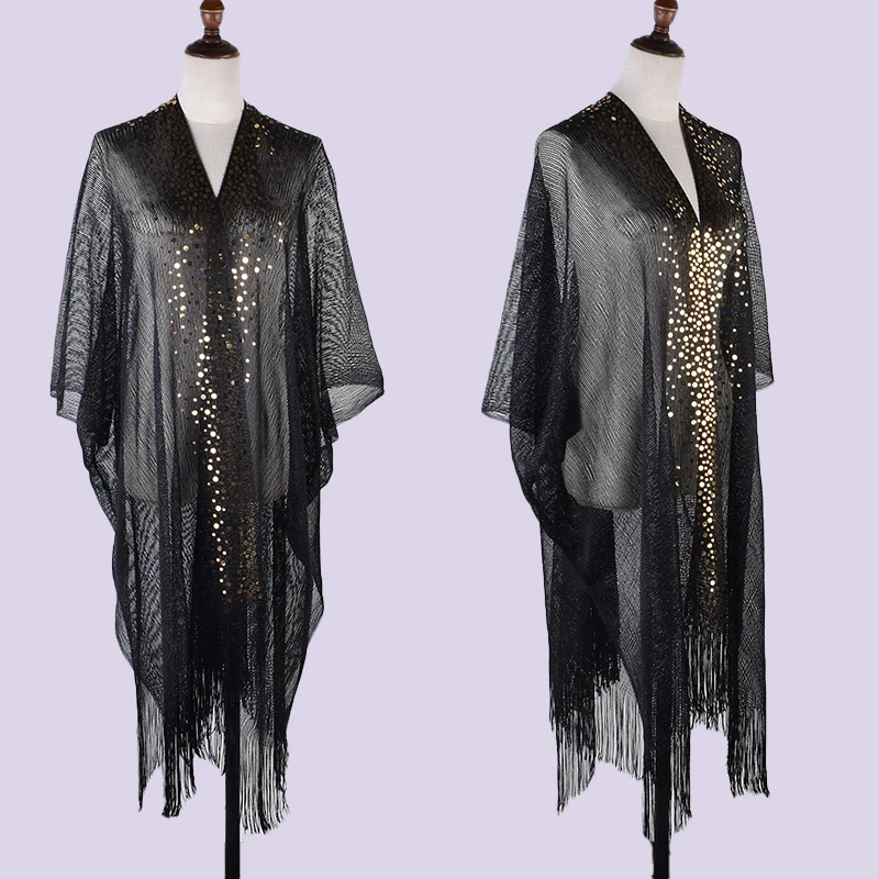 Однотонный кардиган, пикантная Солнцезащитная шаль с блестками и кисточками, с вырезами, для отдыха, туризма, Пляжная шаль