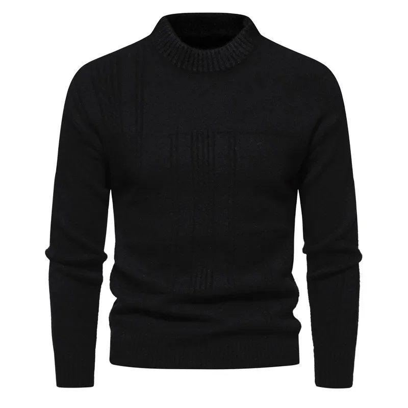 2023 Autumn/Winter New Men's Sweaters Large Solid Knitted Flower Round Neck Knit Men's Underlay