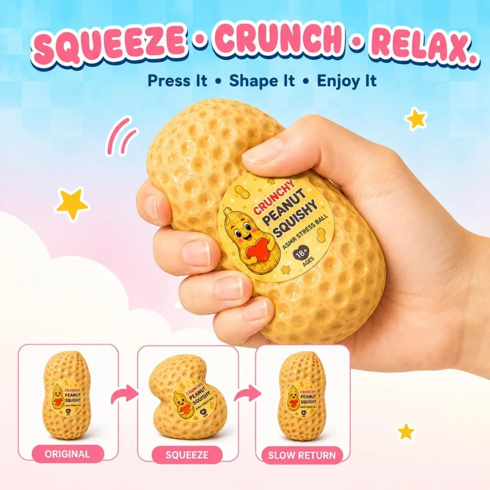 6PCS Crunchy Squishy Pack Mystery Box Asmr Feel Set Asmr Squishy Crunchy Butter Bead Filled Realistic Food Stress Ball Adults