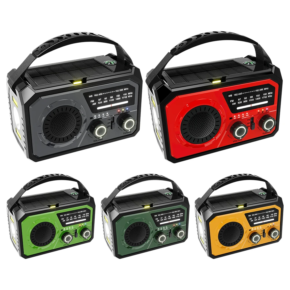 

16000mAh AM/FM/WB NOAA Portable Weather Radio LED Flashlight Reading Lamp Bluetooth-Compatible 5.3 Speaker for Emergency Camping