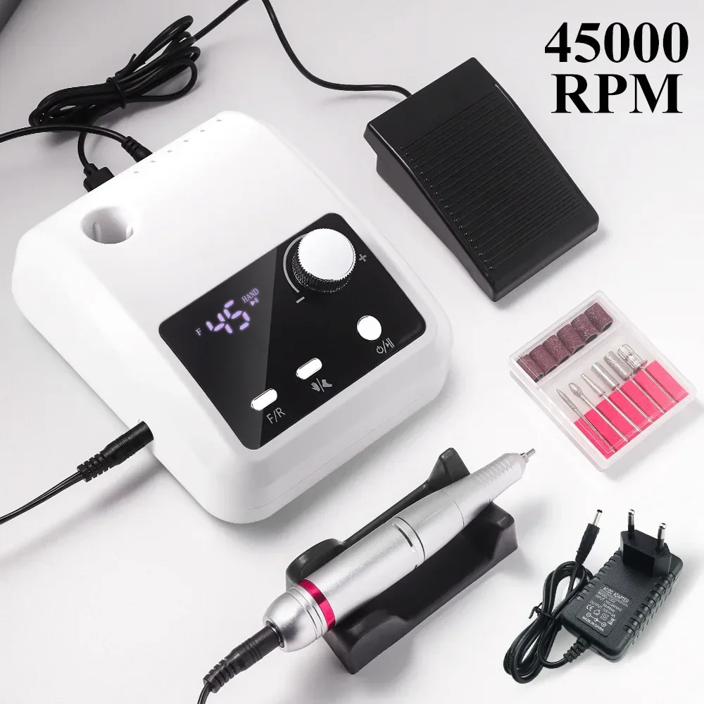 45000RPM Nail Polisher Machine Professional Electric Nail Grinder Nail Polish Remover Foot Grinding Equipment Nail Art