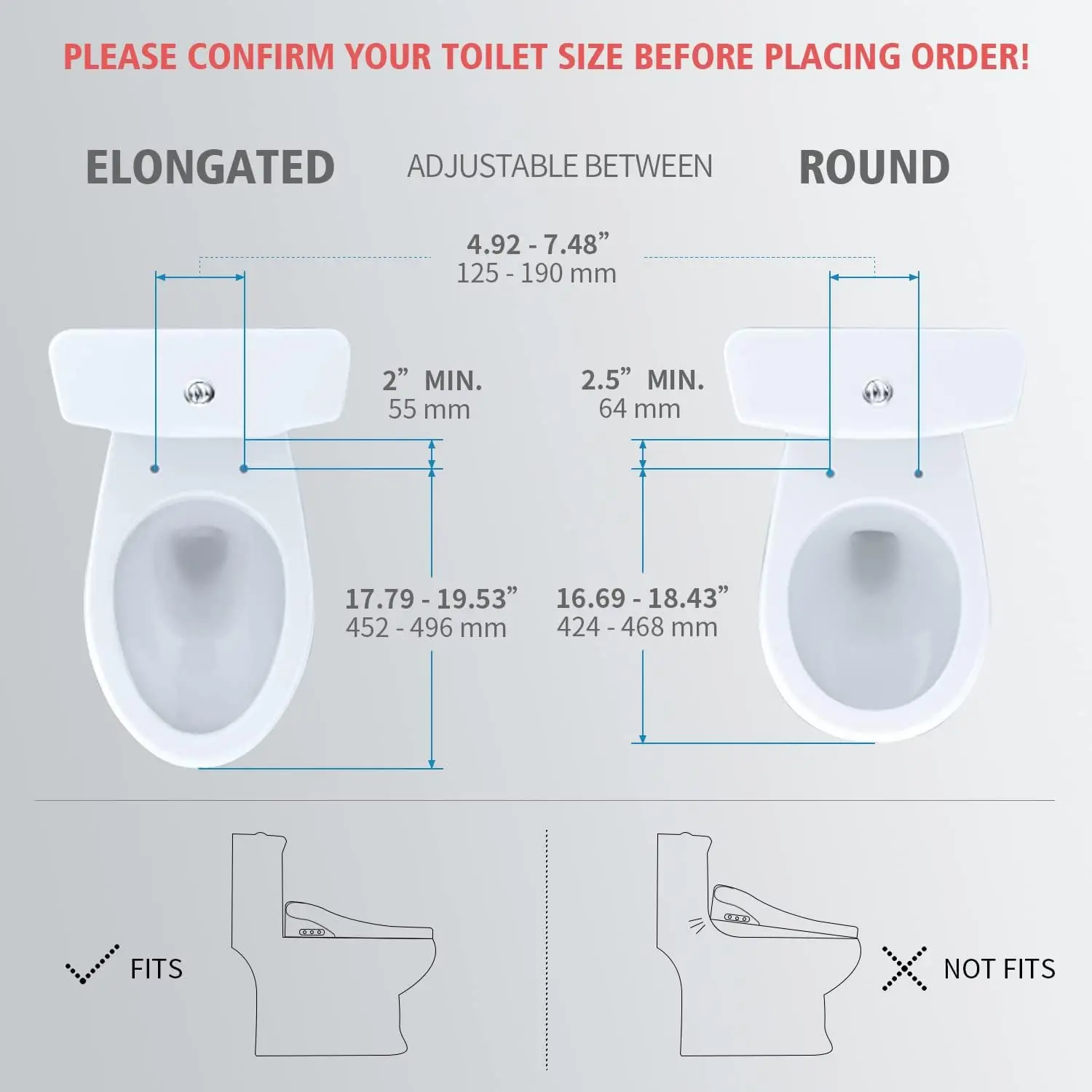 Inteligente Bidé Assento Sanitário, Controle Remoto Sem Fio, Painel Lateral, Múltiplos Modos de Pulverização, Assento Aquecido Ajustável, Água Morna e Secador