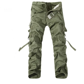 New Men Cargo Pants Army Green Big Pockets Decoration Mens Casual Easy Wash Autumn CottonTrousers Plus Size 42
