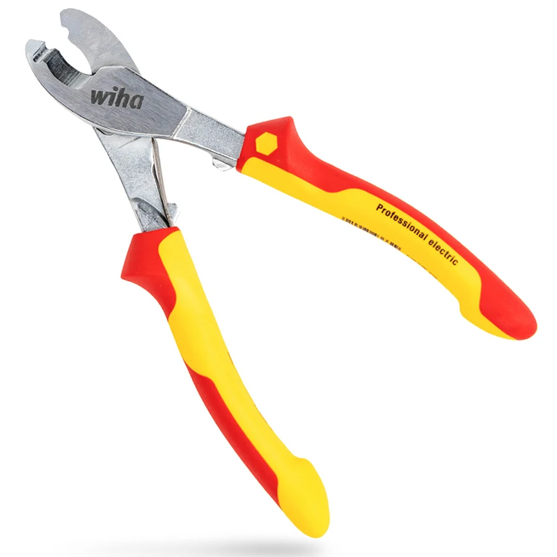 Wiha 43662 Cable Cutter 1000V VDE-tested Insulated Electric Wire Cutter Tool with Switchable Opening Spring Cleaning-cut 210mm