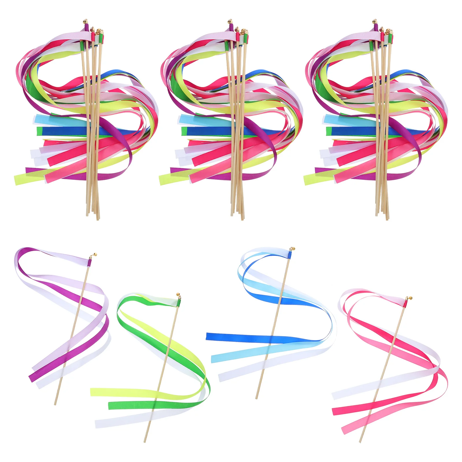 

20Pcs Wedding Bells Elegant Fairy Stick Streamers for Ceremony Send-Off Photo Prop Party Favor Bridal Shower