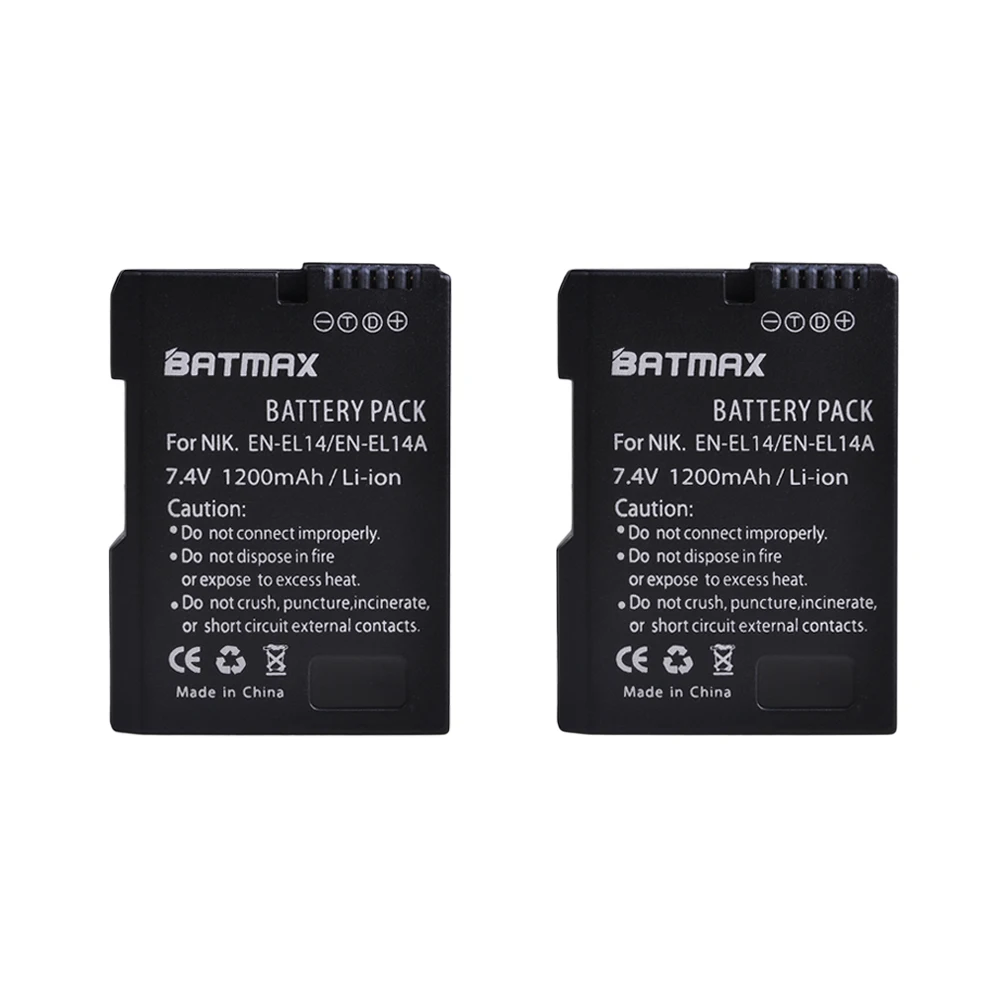 Batterie 2x EN-EL14 EN-EL14a ENEL14 EN EL14 EL14a avec écran LCD, double chargeur USB pour Nikon D3100 D3200 D3300 D5100 D5200 D5300 P7000