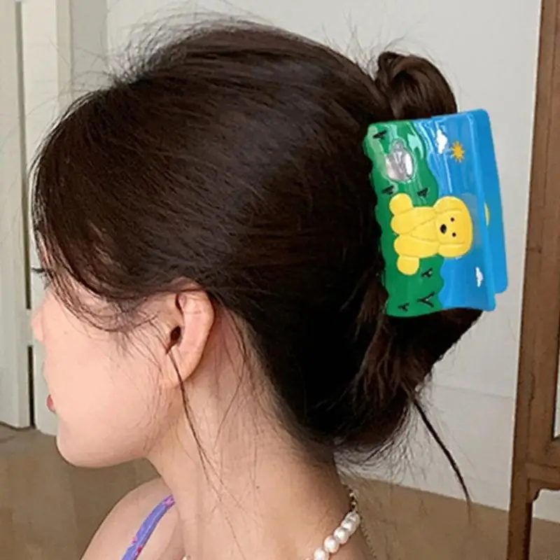 270D Fun Cartoon Animal Hair Claw Clip High Ponytail Styling Tool Puppy Design Anti Slip Hair Accessories Gift For Women