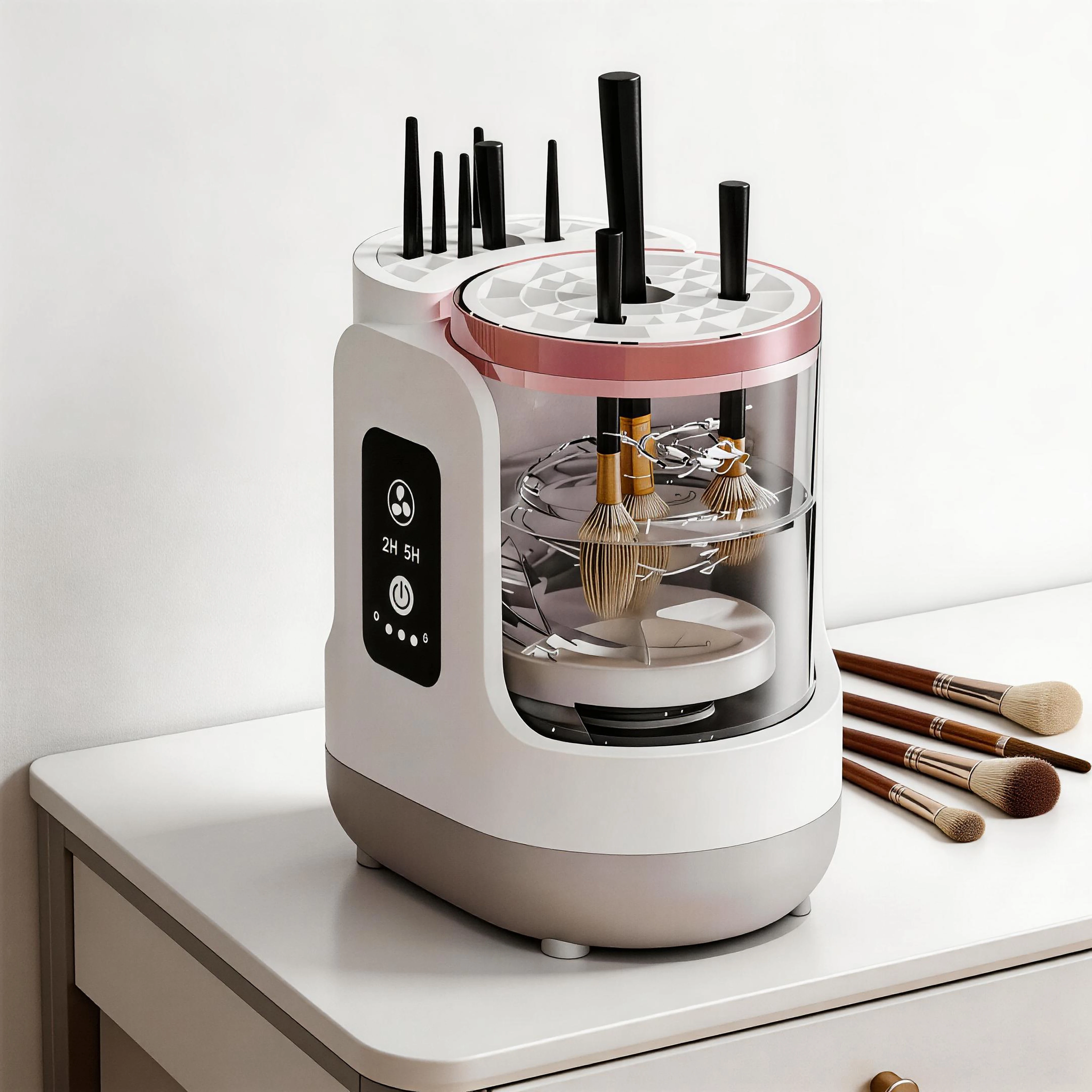 Limpiador de Brochas de Maquillaje Eléctrico, Limpiador de Brochas de Secado Rápido y Limpiador de Herramientas de Maquillaje, 2 en 1, Lavado y Secado al Aire, Conexión Directa
