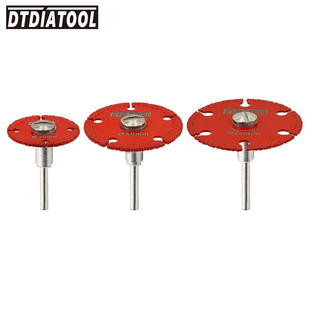 DT-DIATOOL Diamond Mini Cut Disc Set 30/40/50mm Iron Saw Blade Removable Shank Hand Tool Steel Metal Iron Pipe Nail Cut Plate view 3