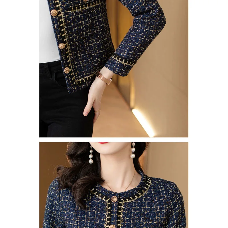 سترة نسائية أنيقة منقوشة فضفاضة غير رسمية واحدة الصدر سترة معطف نسائي قصير ملابس خارجية موضة ربيع خريف 2026