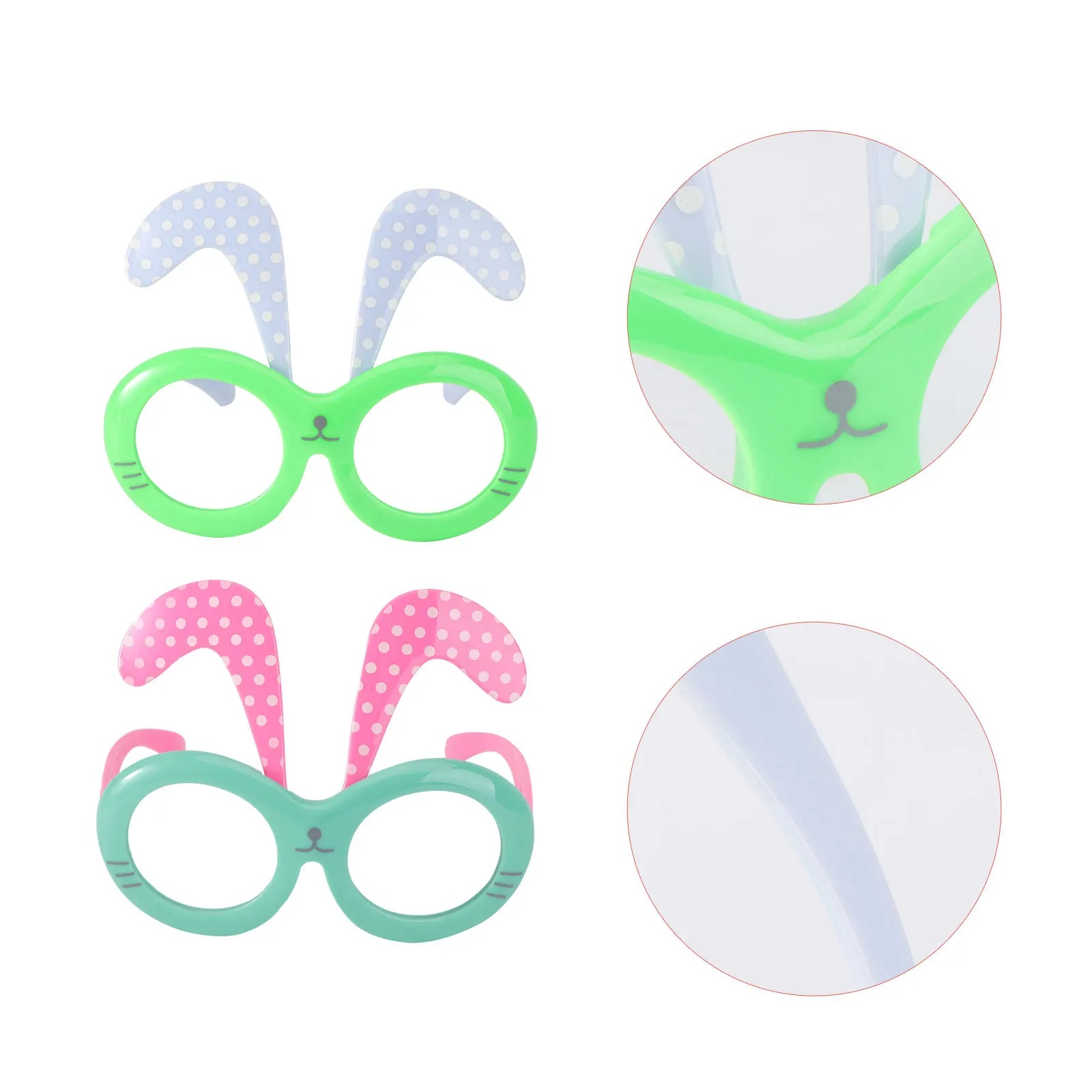

2Pairs Rabbit Pattern Glasses Birthday Eyewear Decorative Rabbbit Glasses Lightweight Comfortable Party Eyeglasses Prop