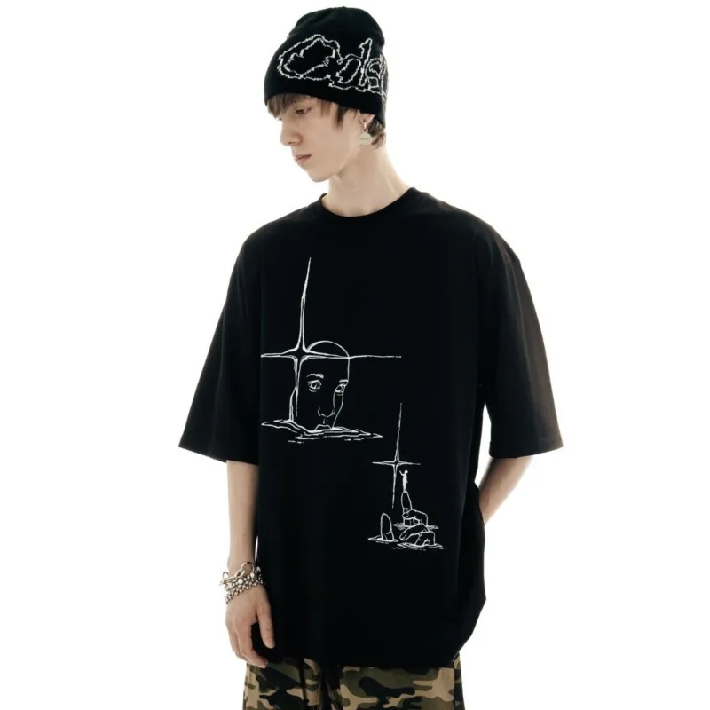 Punk Lyrical Print T-Shirts Oversize Hip Hop Women Streetwear Clothing Harajuku  Goth Unisex Men Top Short Sleeve Cotton Tee Y2K