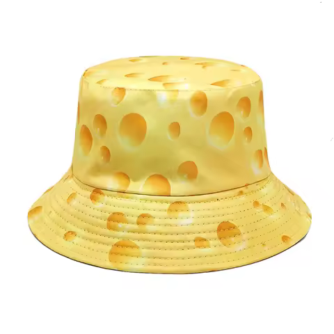 Bucket Hat Funny Food Cheese Pattern Unisex Packable Summer Travel Bucket Boonie Sun Hat Outdoor Fisherman Cap