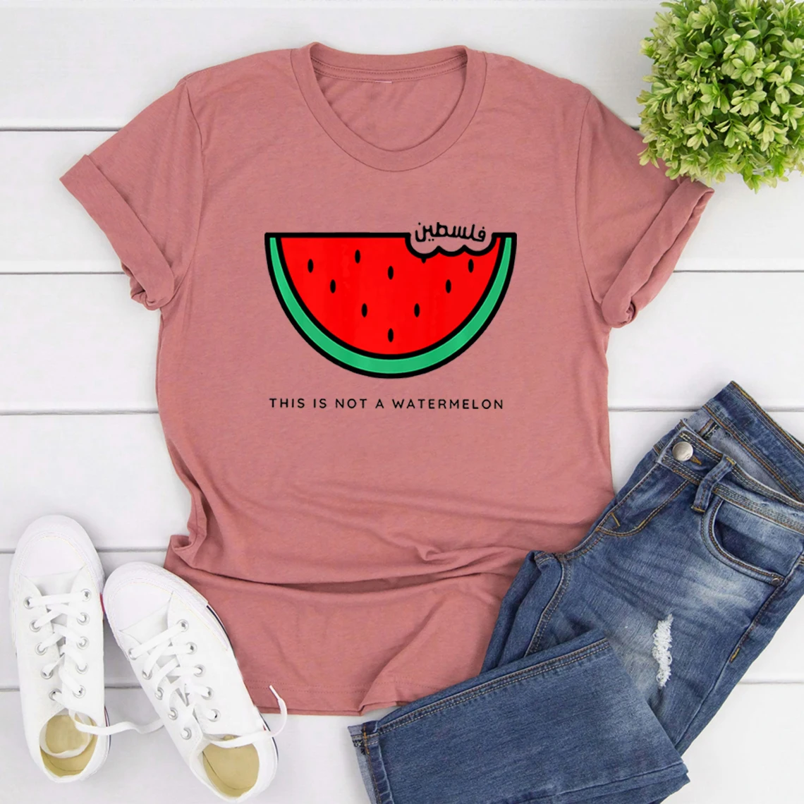 Funny Watermelon T-Shirt This Is Not A Watermelon Tshirts Peace and Love T Shirt Short Sleeve Human Right Graphic Tee Streetwear