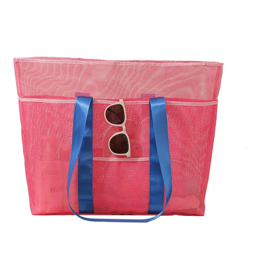 

Портативная сетчатая сумка на плечо большой емкости, складная легкая полая сумка-тоут для покупок, быстросохнущая сумка для плавания для девочек