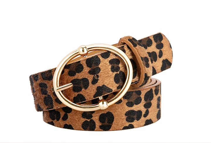 Maikun New Leopard Women's Belt Gold Irregular Alloy Pin Buckle Belt Fashion Versatile PU Belt 3.7cm Width