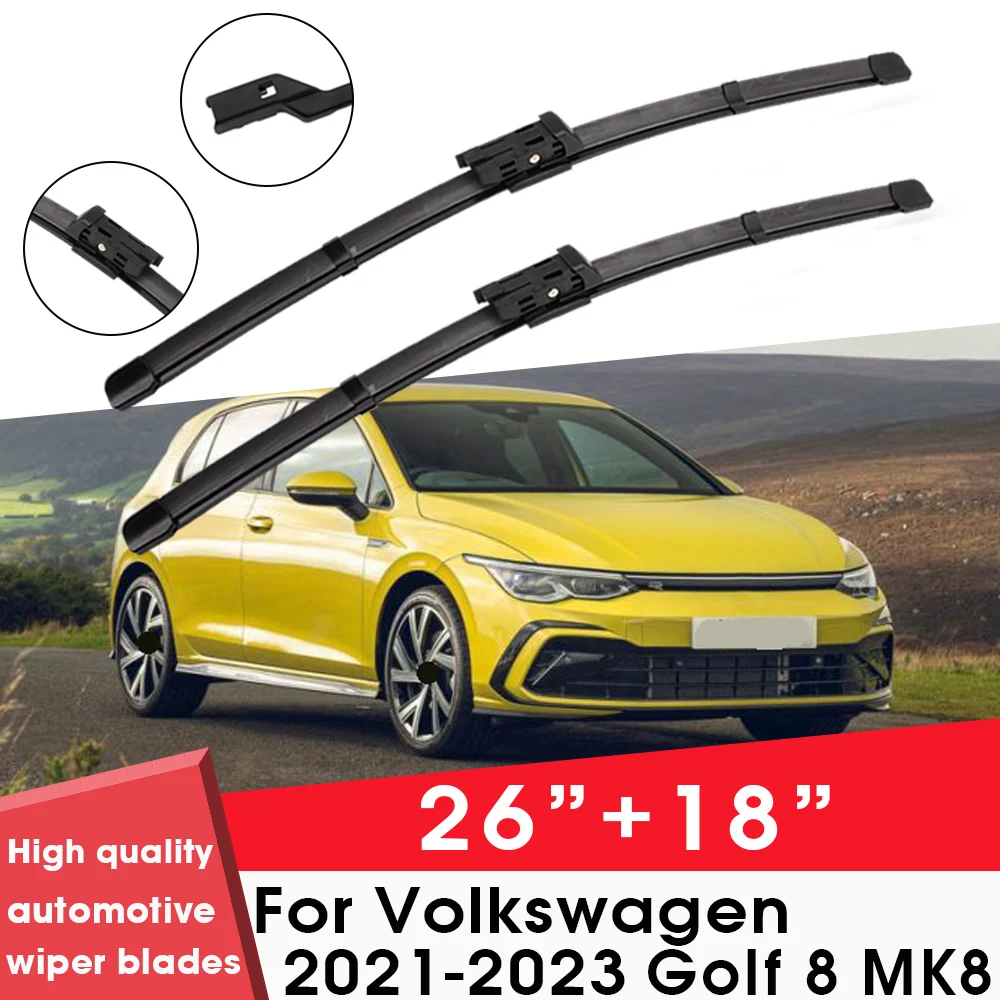 

Car Wiper Blade Blades For Volkswagen Golf 8 MK8 2021-2023 26"+18" Windshield Windscreen Clean Rubber Silicon Cars Wipers