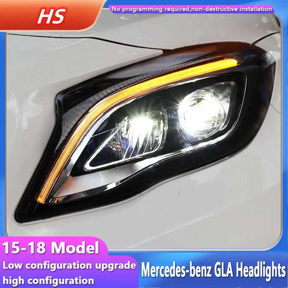 Headlamp Assembly for Benz GLA 200 260 Modified Lens High configuration with A Touch of Blue Dual Color LED