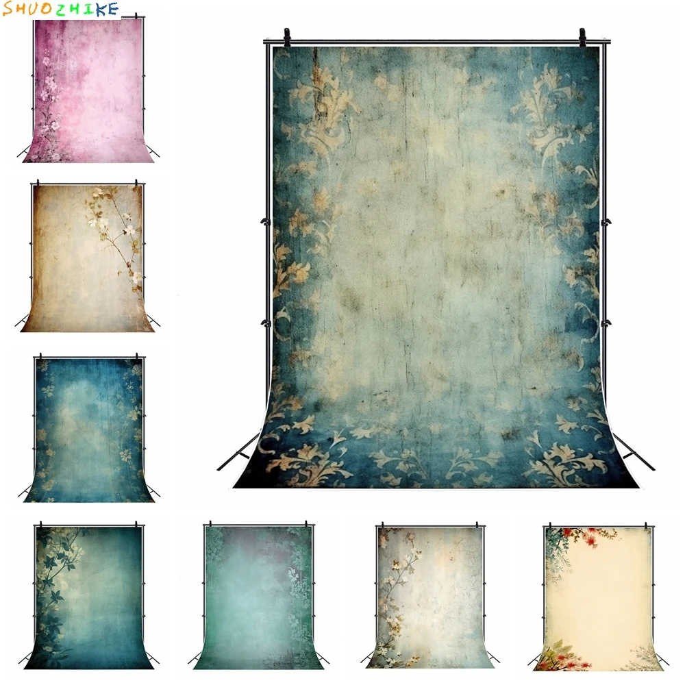 

Vintage Oil Painting Flowers Background Photography Retro Grunge Abstract Texture Adult Artistic Portrait Backdrop Photo Studio