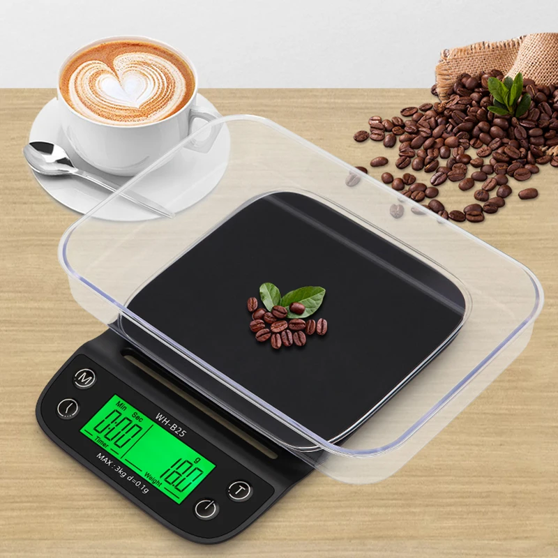 ความแม่นยำสูงกาแฟหยดขนาดกาแฟ3กิโลกรัม0.1G กาแฟหยดขนาดด้วย Timer LCD อิเล็กทรอนิกส์ดิจิตอล Kitchen Scale