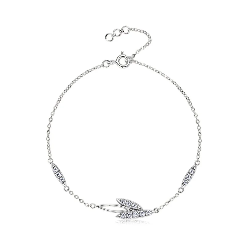 

ZFSILVER Trendy Classic 925 Silver Luxury Moissanite Fresh Leaf Bracelet For Charm Women Accessories Luxury Jewelry Gift BMO-037