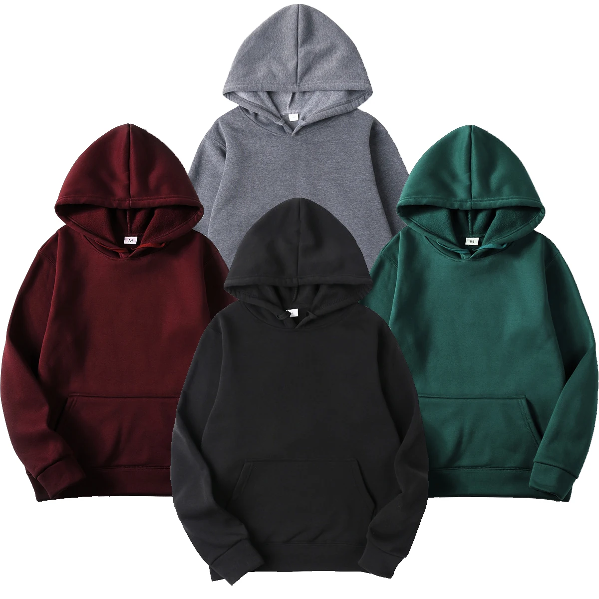 Men's and Women's Solid Color Pocket Hoodies Sports Fitness Sweatshirts Fashionable Casual Pullovers Multi Color