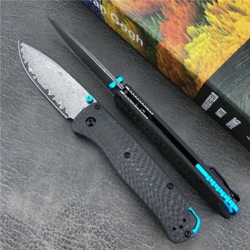 BM 535 Pocket Folding Knife Damascus Steel Blade Carbon Fiber Handle Camping Durable Outdoor Hunting Self-defense Knives Tools