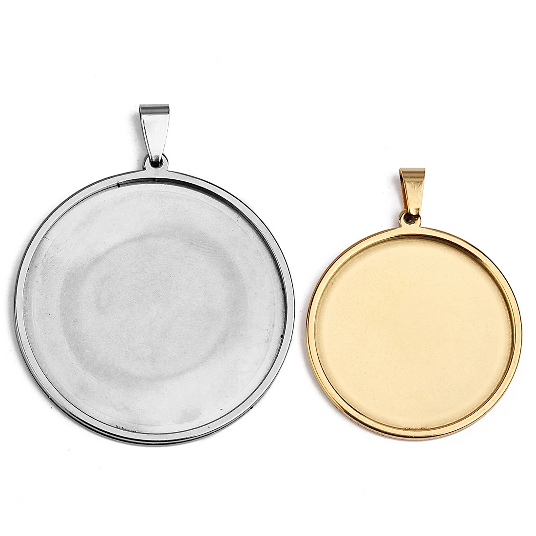 

5Pcs Stainless Steel Round Blank Pendant Base Gold Steel Cabochons Setting Tray For DIY Handmade Necklace Earrings Jewelry Gift