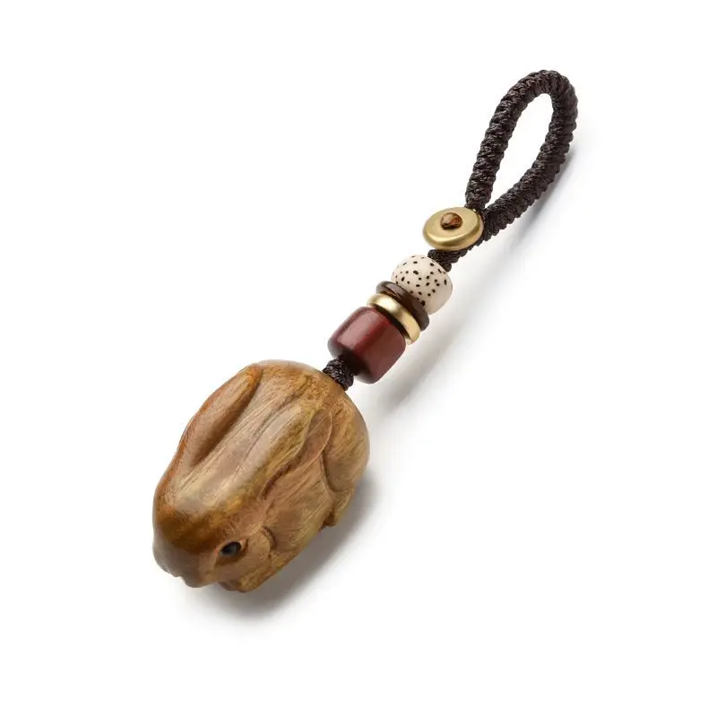 Green Sandalwood Chinese Zodiac Rabbit Pendant For Men Women 2026 Zodiac Year Gift Suitable For Necklace Car Keychain Phone Chai view 3