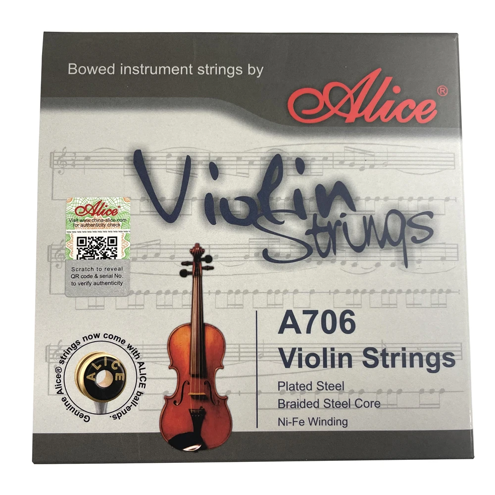 

Alice A706 Violin Strings 4-string Set E-1 A-2 D-3 G-4 Plated Steel Ni-Fe Winding