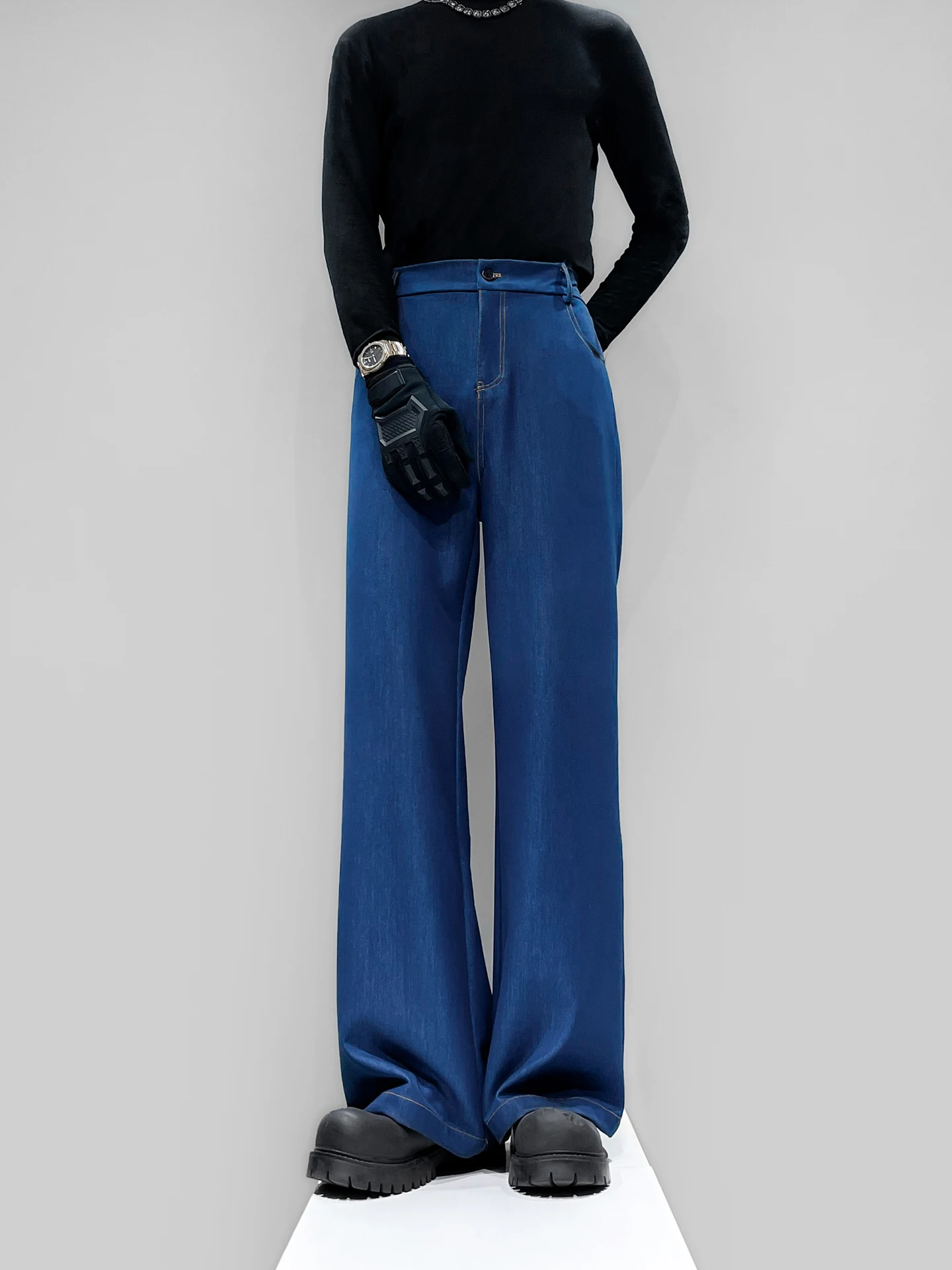 

Original Home Premium Waed Denim Flared Straight Leg Men's Loose Drapey Pants Casual Straight Tube Long Trousers