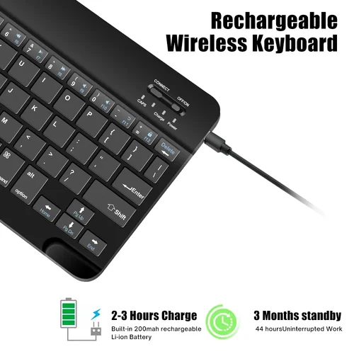 Imagen 2 del producto Teclado Bluetooth de 10 pulgadas, teclado inalámbrico con panel táctil para iPad, Samsung, Xiaomi, Huawei, Lenovo, teclado y ratón Bluetooth