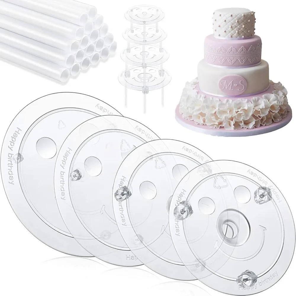 

Cake Pin Sticks Set, 16 Pieces Plastic Sticks Support Rods with 4 Cake Dividers for 6, 8, 10, 12 Inch Cakes