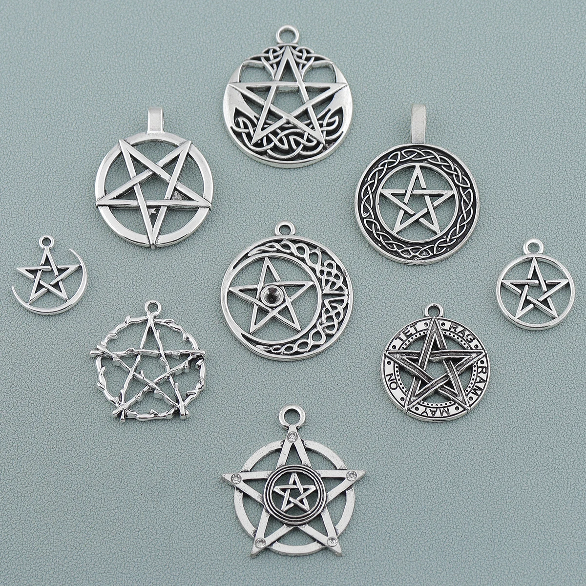 10 PCS Vintage Pentacle Star Alloy Metal Charms Pentagram Witch Magic Pendants For DIY Necklace Bracelet Earrings Jewelry Making