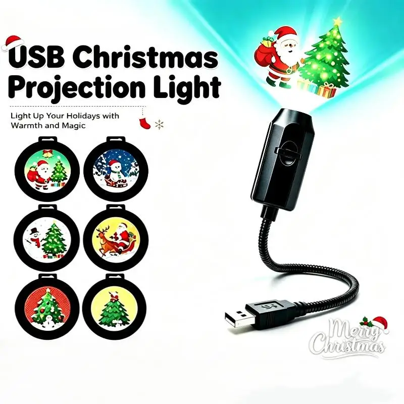 USB Christmas 360-degree Projector Night Light Suitable For Children's Bedrooms Birthday Gifts And Home Décor