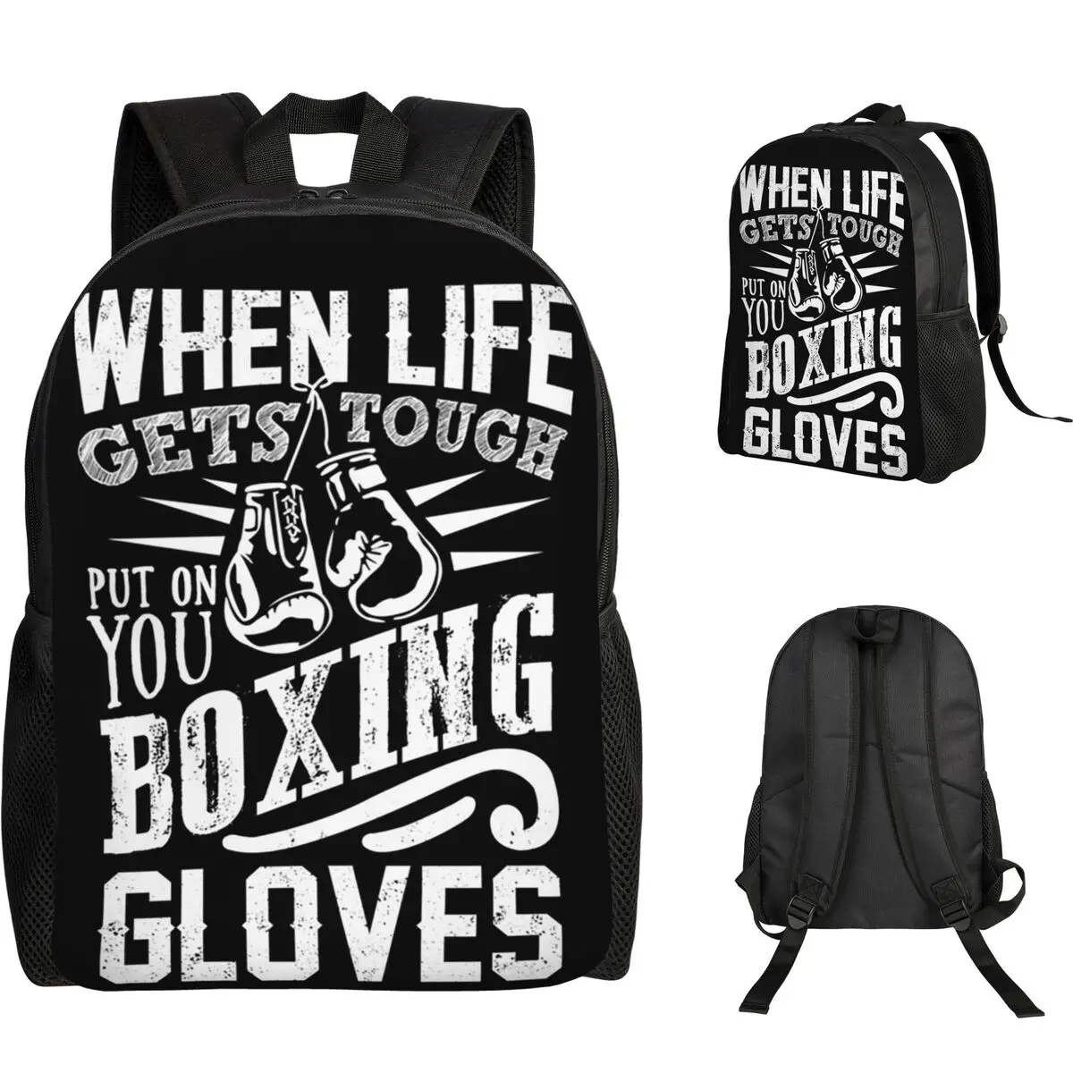 

Boxing Gloves Student Backpack School Bag Hiking Travel Daypack for Men Women Fashion Bookbag Shoulder Bags