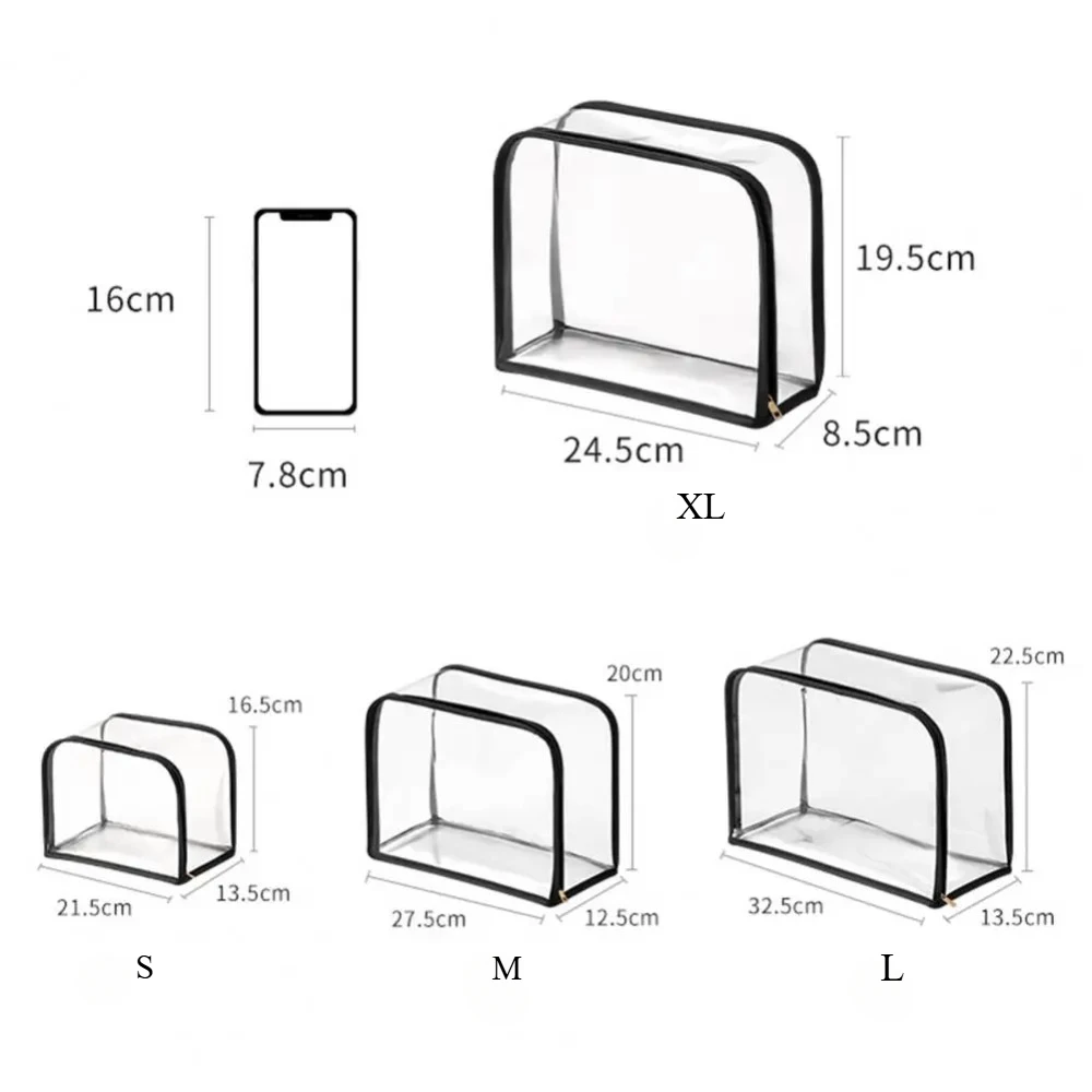 S/M/L/XL Waterproof Transparent Handbag Storage Bag Dustproof Bag Large Capacity Zipper Storage Bag Home Storage Dustproof Pouch