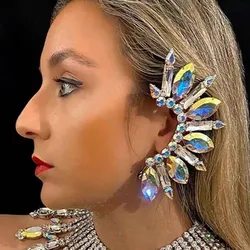 Stonefans strass esagerano orecchini a Clip per l'orecchio senza Piercing per le donne grandi orecchini a polsino con dichiarazione di cristallo di colore AB