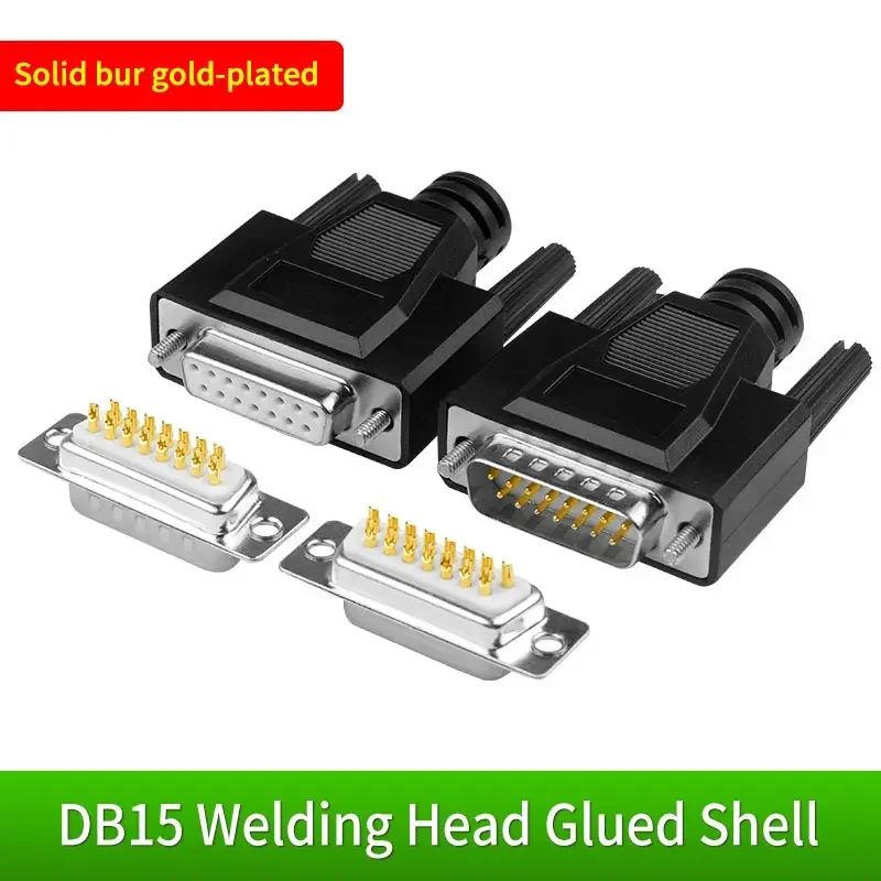 1pc 15Pin DB15 Male Female Connector Adapter DIY 2-Row Soldering RS232 Serial Port Header Plug 15 Pin Cable Connectors