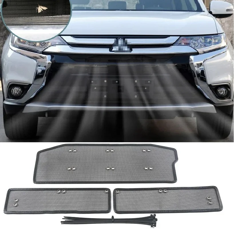 

For Mitsubishi Outlander 2106 2017 2018 2019 2020 2021 3PCS Grille Insect Screening Mesh Front Grille Net Car Accessories