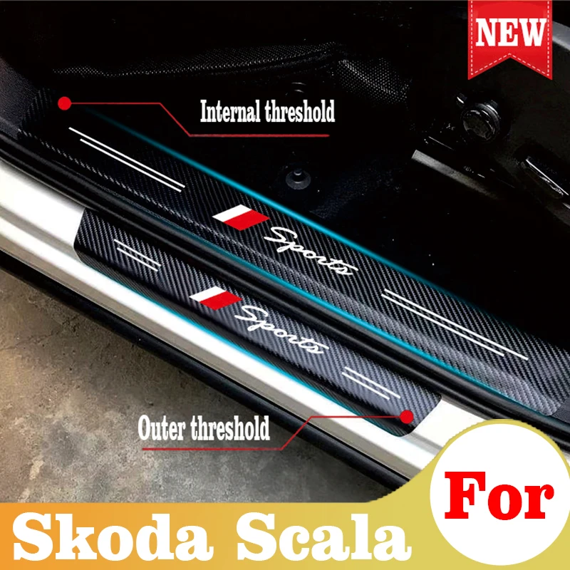 

Car Sticker Trunk Threshold Guard Decals For Skoda Scala Car Door Sill Scuff Plate Pedal Cover DIY Trim Sticker Auto Accessories