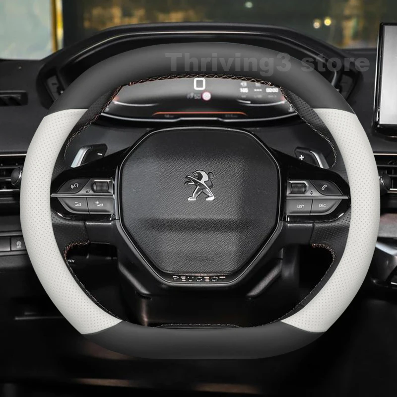 

Leather Car Steering Wheel Cover For Peugeot 208 e208 GT Line P21 MK2 2020-2024 Auto interior Peugeot 208 2024 Accessories