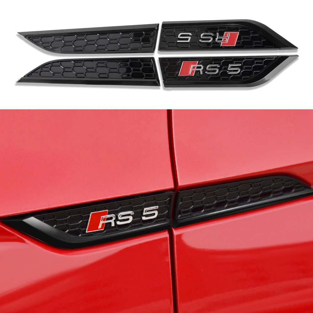 

1pair ABS RS5 Emblem Car Side Fender Stickers Decoration Badge Decal For Audi RS5 A1 A3 A4 B8 8P S4 A5 Q3 A6 Q7 Auto Accessories