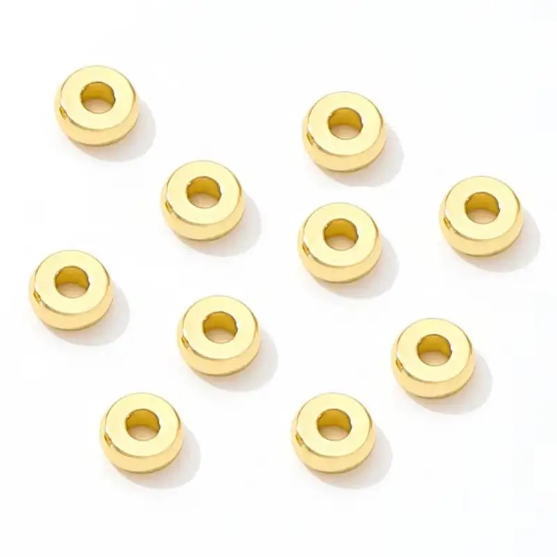Anlaufbeständige, vergoldete Messing-Flachperlen, 50 Stück, Schmuckzubehör für die Herstellung von DIY-Armbändern und Schmuck. – Detail 3