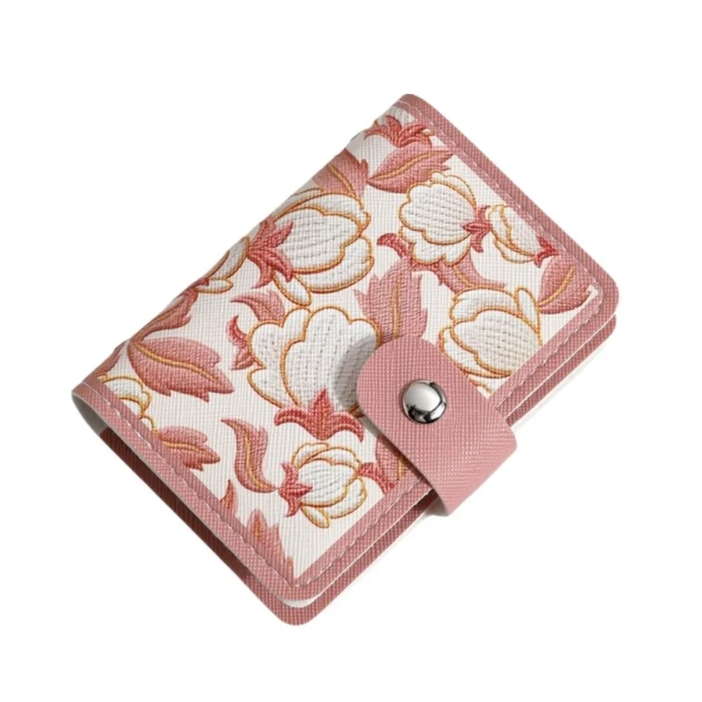 Large Capacity Card Holder Multiple Card Slots 20 Card Slots Driver License Holder Floral Print PU Leather Credit Card Holder