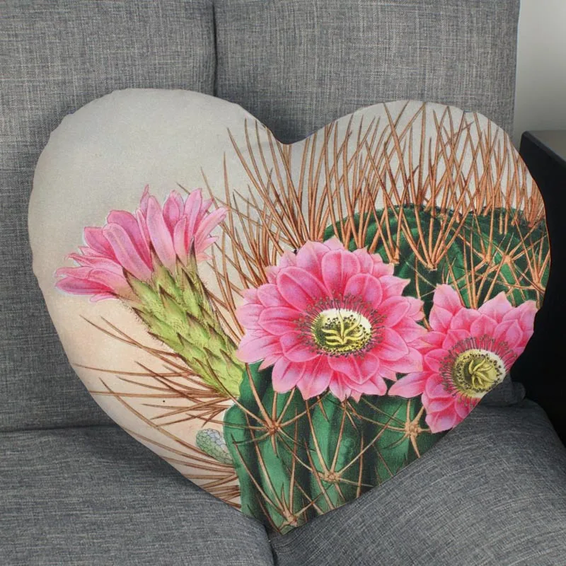 New Arrival Plant Cactus Flower Zipper Pillowcase Cover Detective Heart Shape Pillow Cover Bedroom Wedding Decorate 11.11