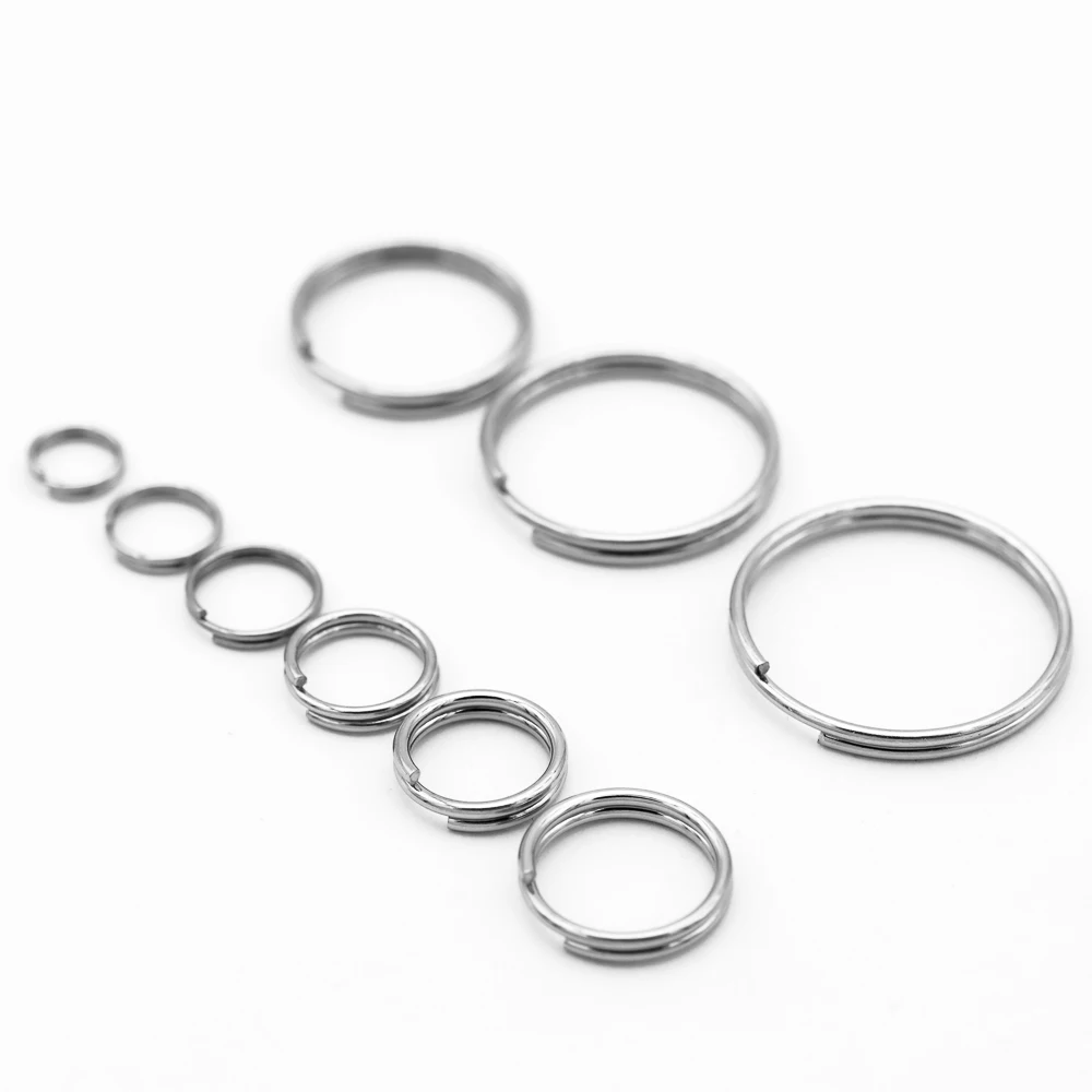 100pcs/lot 6-20mm 304 stainless steel  Key Holder Split Rings Unisex Keyring Keychain Keyfob Accessories Keychain Making