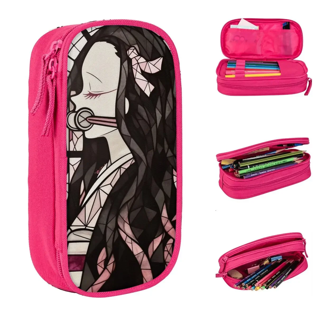 

Demoned Slayered Nezuko Kamado Pencil Case Pencilcases Pen Box for Student Large Storage Pencil Bags Students School Stationery